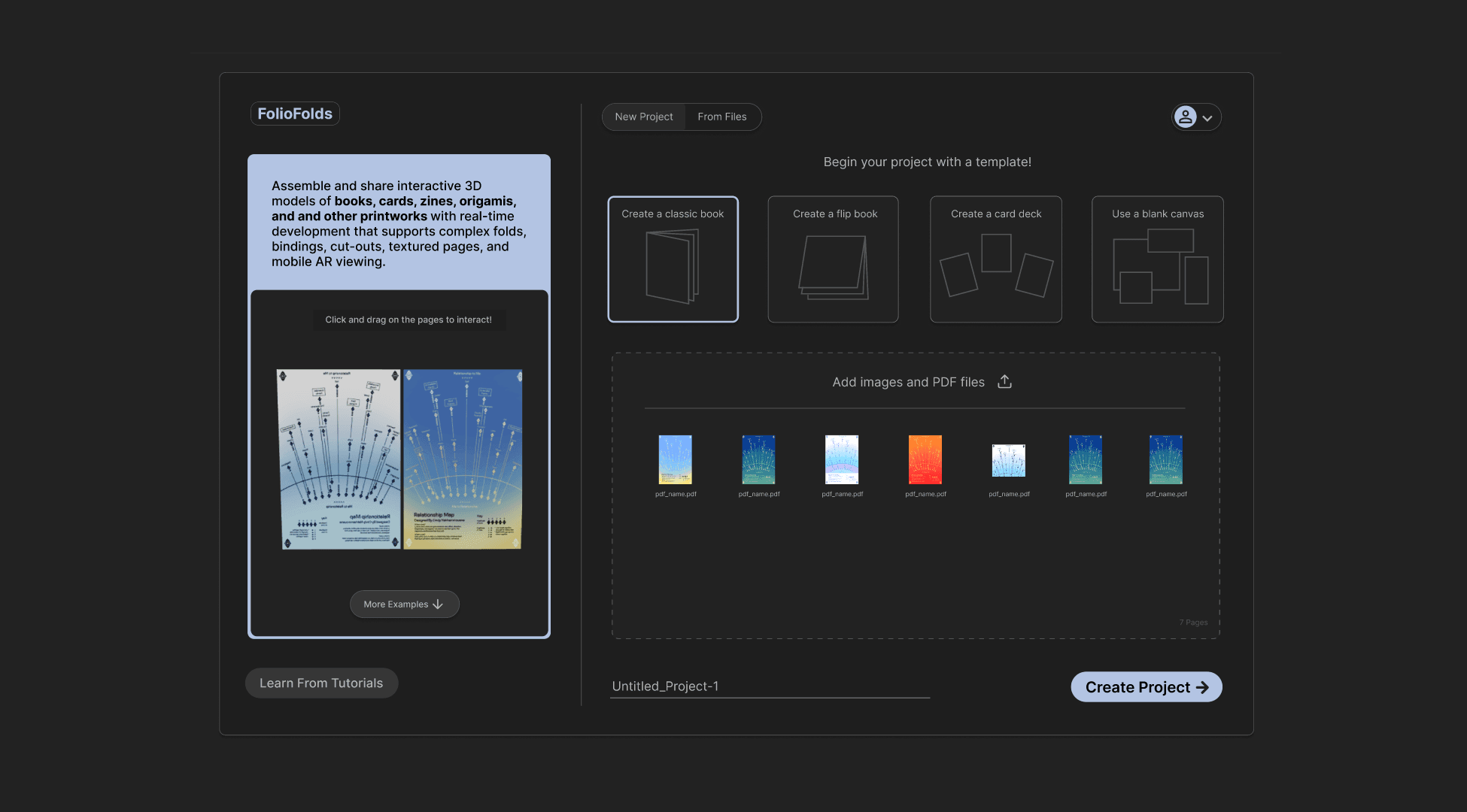 Import Images and PDFs, Select a Template, Then Start!